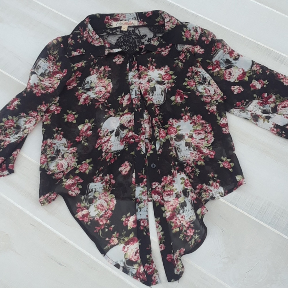 Penelope Project Skull Floral Med Blouse